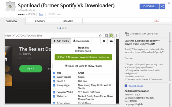 Download spotify extension