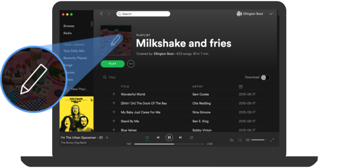 Edit playlist details on a free spotify account create